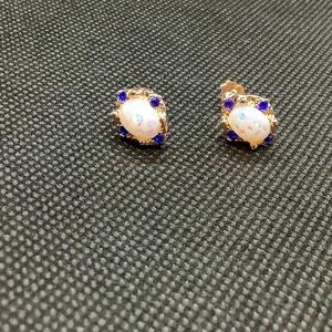 NWT 14K Gold Filled Fire Opal and Blue Sapphire Earrings